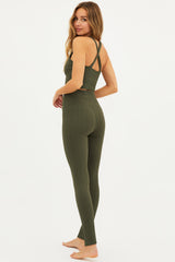 Beach Riot Piper Legging in Olive Cable