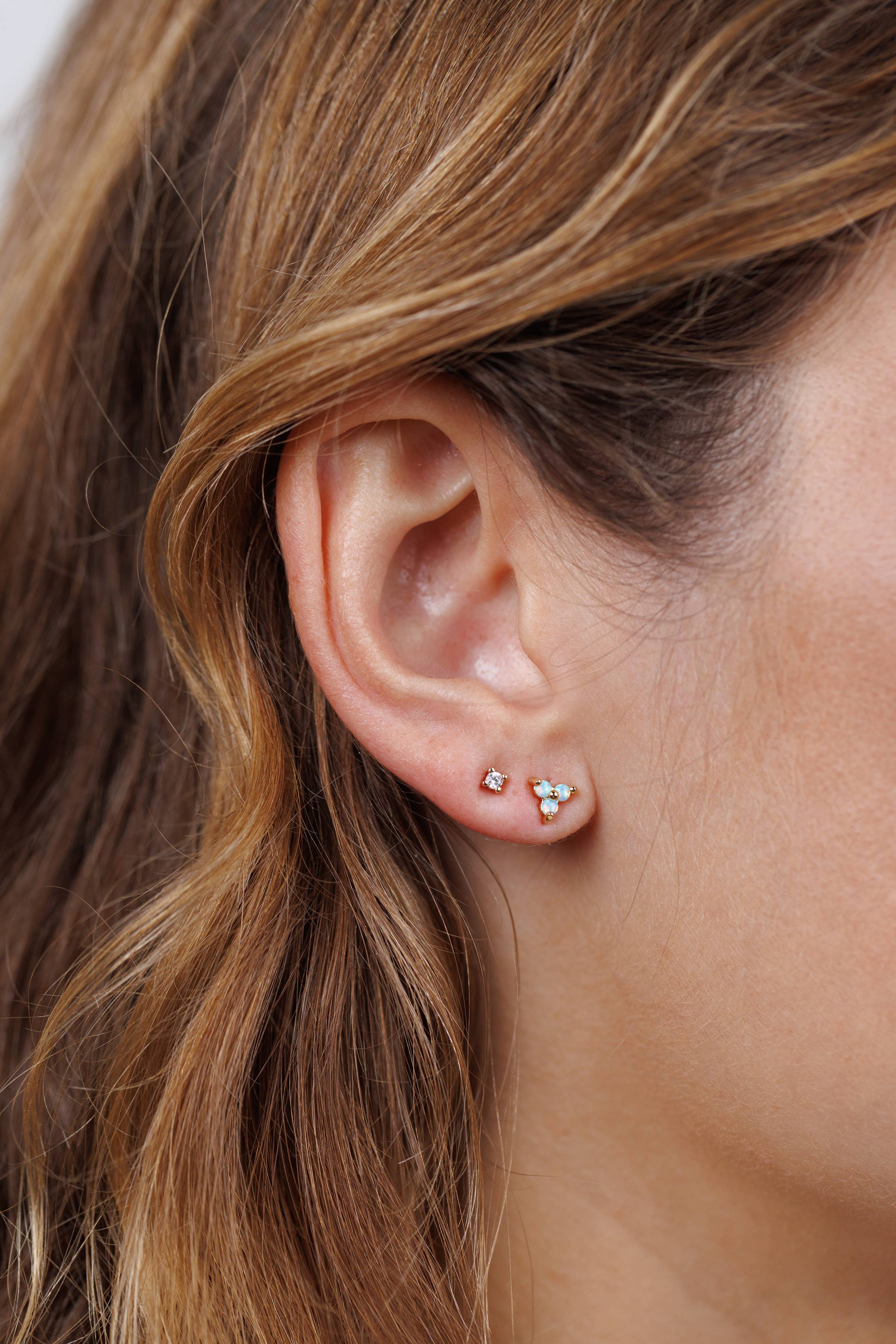 Trio Cluster Gold Earrings by JaxKelly | Fire Opal - Zen&Zip