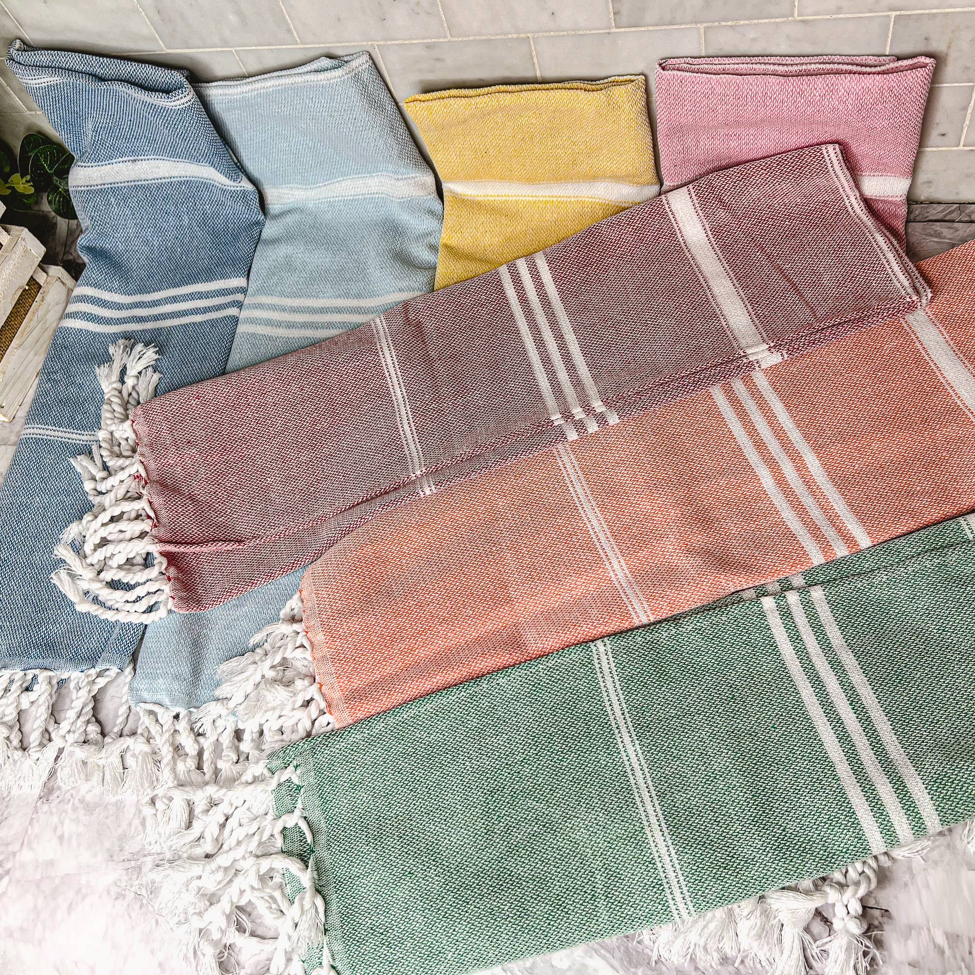 Kitchen or Bathroom Hand Towels with Tassels, Turkish Cotton - Zen&Zip