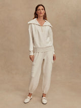 Catherine Half Zip Sweat by Varley | Ivory Marl Fleck