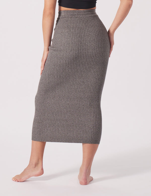 Glyder Couture Rib Skirt in Charcoal Heather