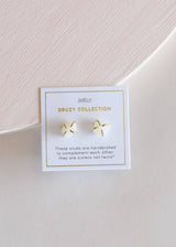 Druzy Prong - White - Gold Earrings