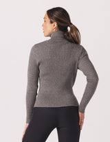 Glyder Couture Rib Turtleneck in Charcoal Heather