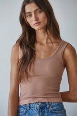 Seamless Scoop Neck Sleeveless Top by By Together | Dark Taupe - Zen&Zip
