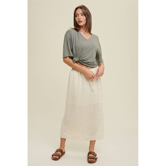 Drop Shoulder V-Neck Knit Top by Wishlist Apparel | G. Mint - Zen&Zip