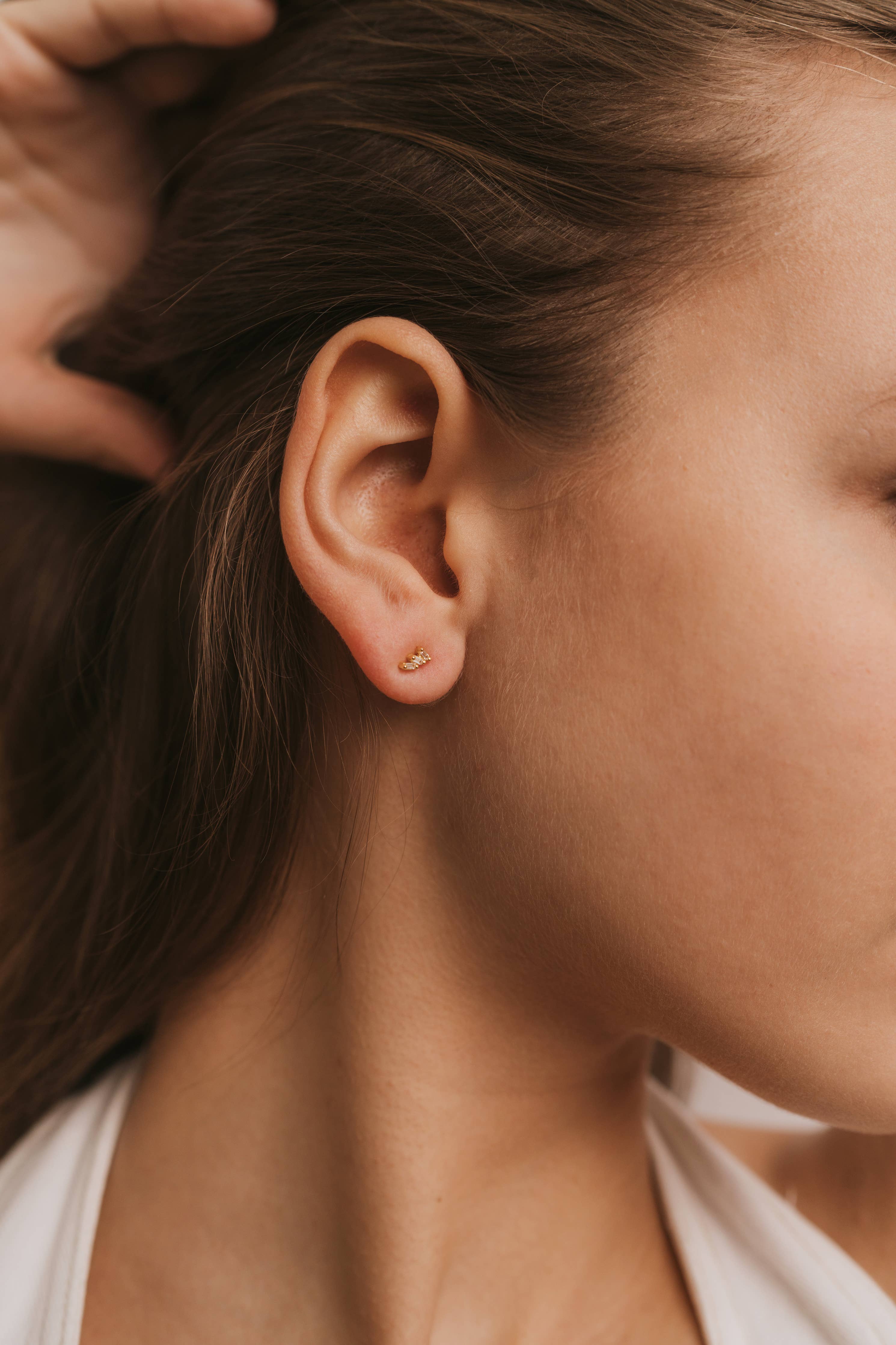 Offset Trio - White CZ - Earring - Zen&Zip