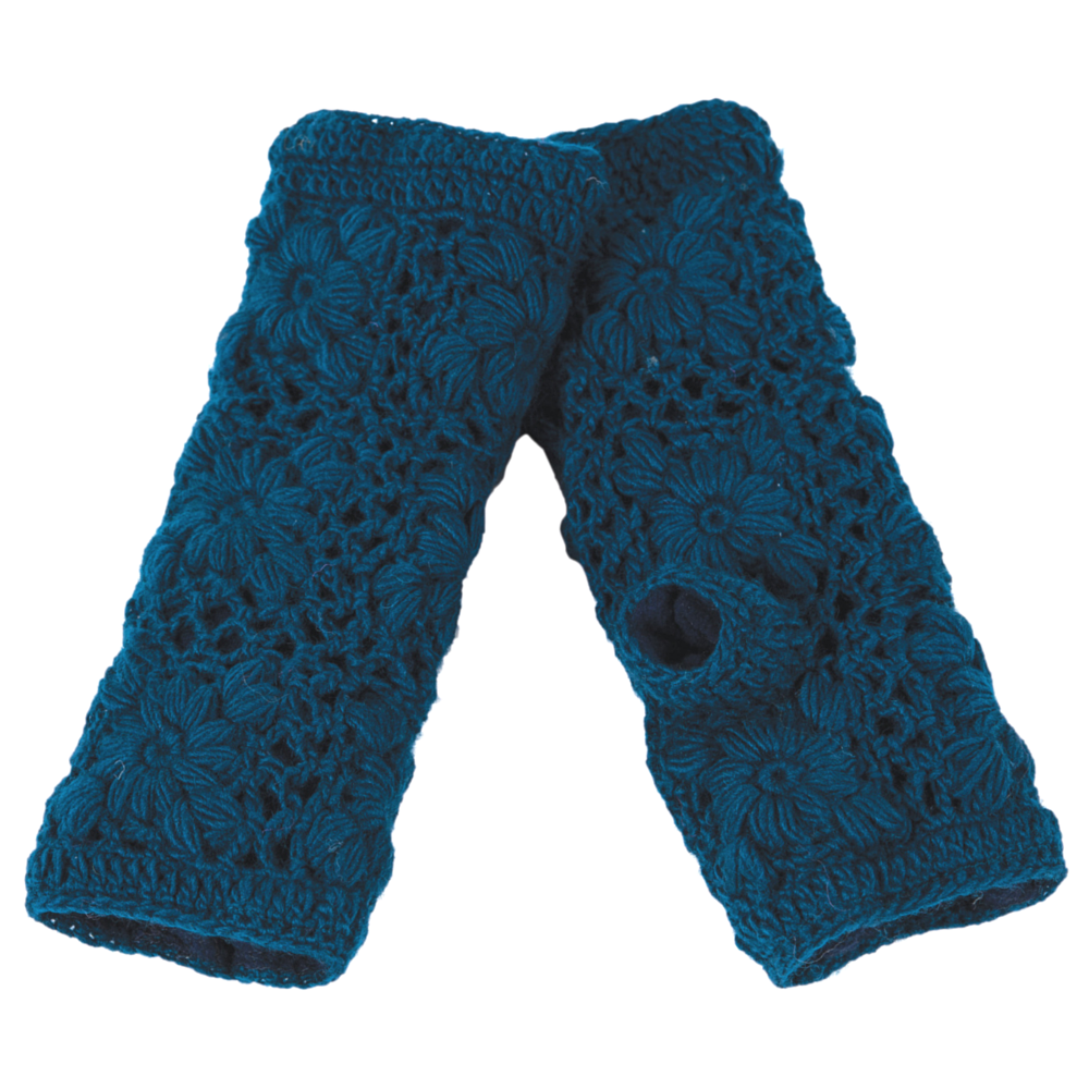 Flower Crochet Fingerless Gloves by Nirvanna Designs