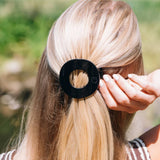 Jet Black Medium Flat Circle Hair Clip