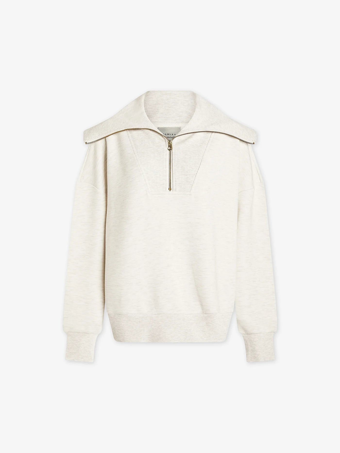 Catherine Half Zip Sweat by Varley | Ivory Marl Fleck