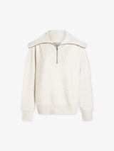 Catherine Half Zip Sweat by Varley | Ivory Marl Fleck