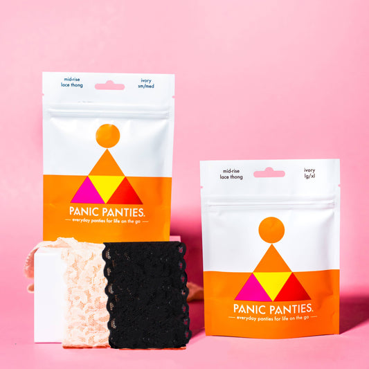 Mid-Rise Lace Thong S/M (2-10) by Panic Panties | Ivory - Zen&Zip