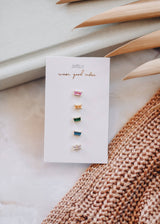 Baguette - Rainbow - Gold Earrings