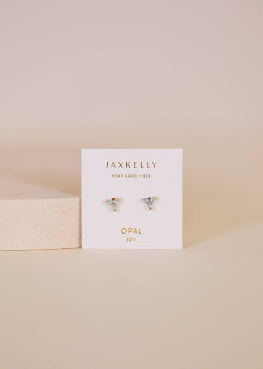 Trio Cluster Gold Earrings by JaxKelly | Fire Opal - Zen&Zip
