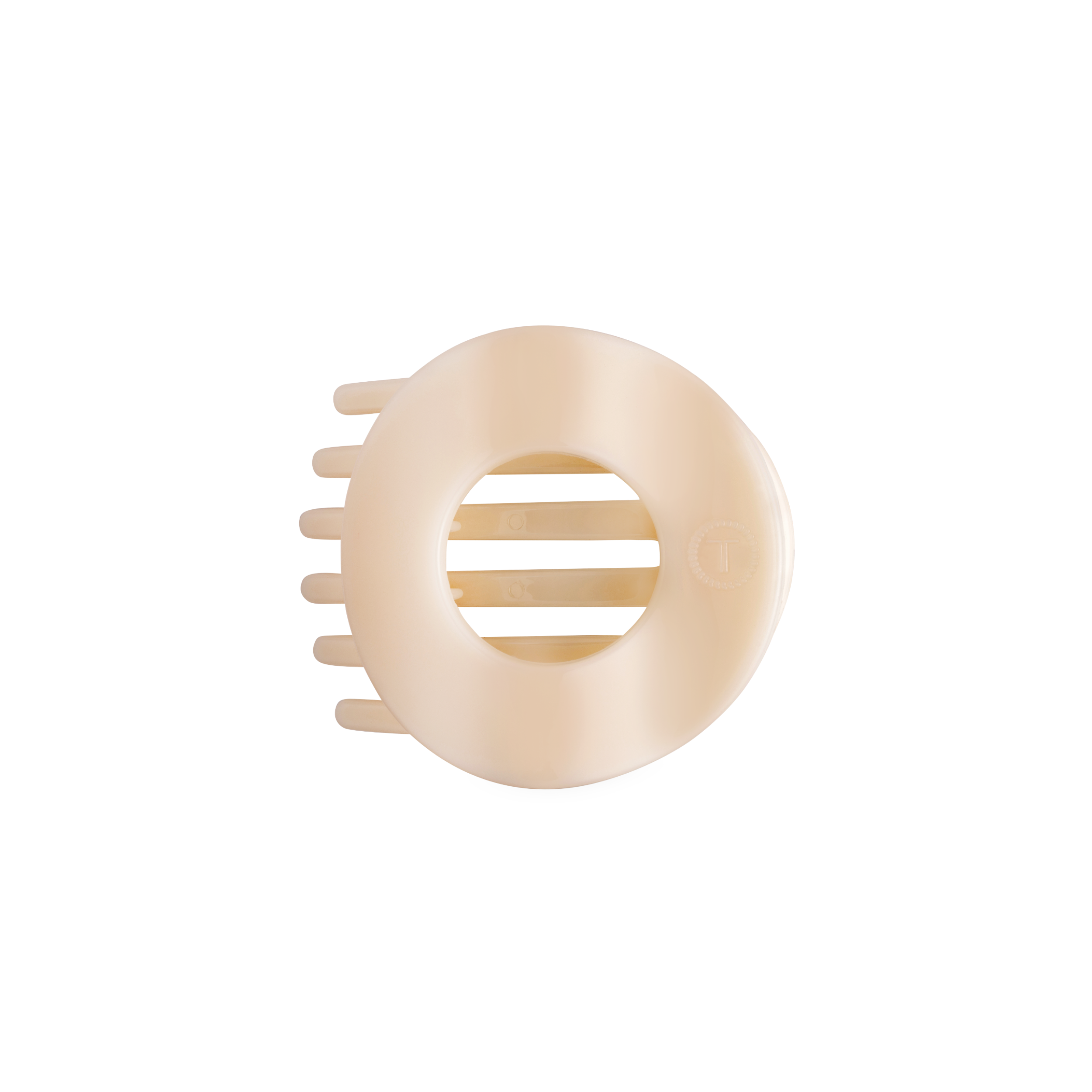 Almond Beige Medium Flat Circle Hair Clip