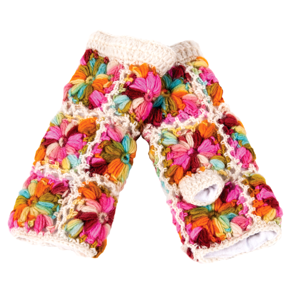 Flower Crochet Fingerless Gloves by Nirvanna Designs