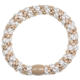 Kknekki White Beige Glitter Stripe Hair Tie