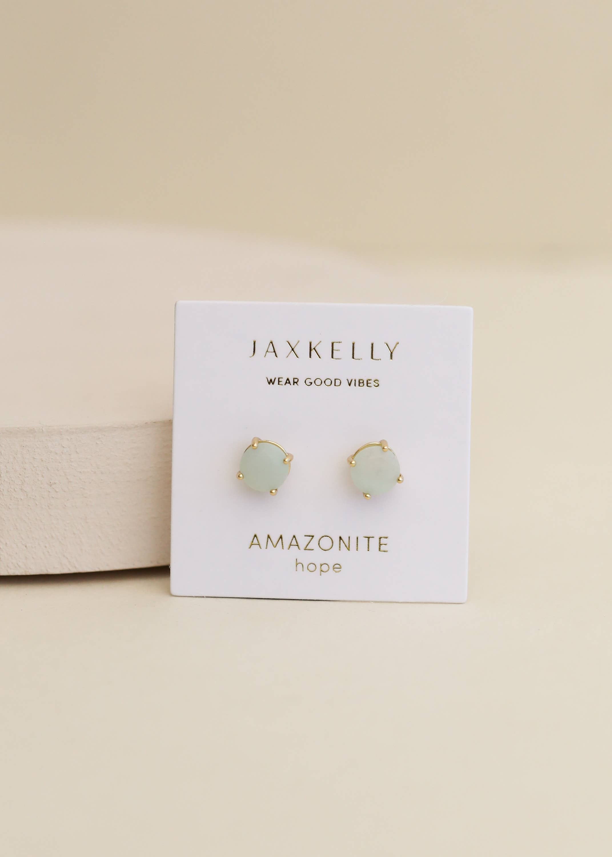 Round Gemstone Earrings by JaxKelly | Amazonite - Zen&Zip