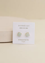 Round Gemstone Earrings by JaxKelly | Amazonite - Zen&Zip