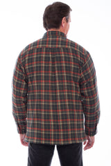 Sherpa Lined Flannel Shirt in Forest, back