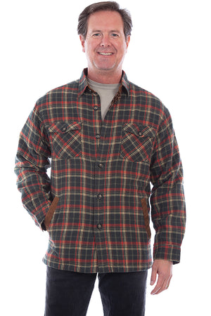 Sherpa Lined Flannel Shirt by Scully Leather | Forest