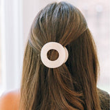 Almond Beige Medium Flat Circle Hair Clip