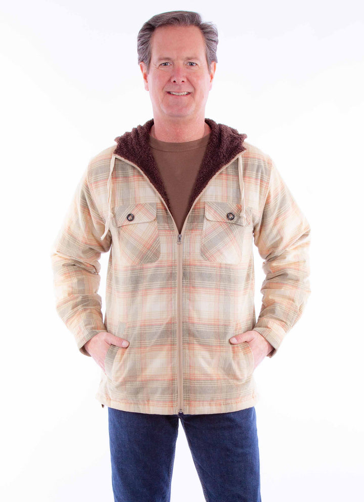 Sherpa Lined Corduroy Hoodie by Scully in Tan Red