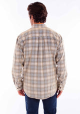 Corduroy Plaid Shirt in Blue/Tan, back