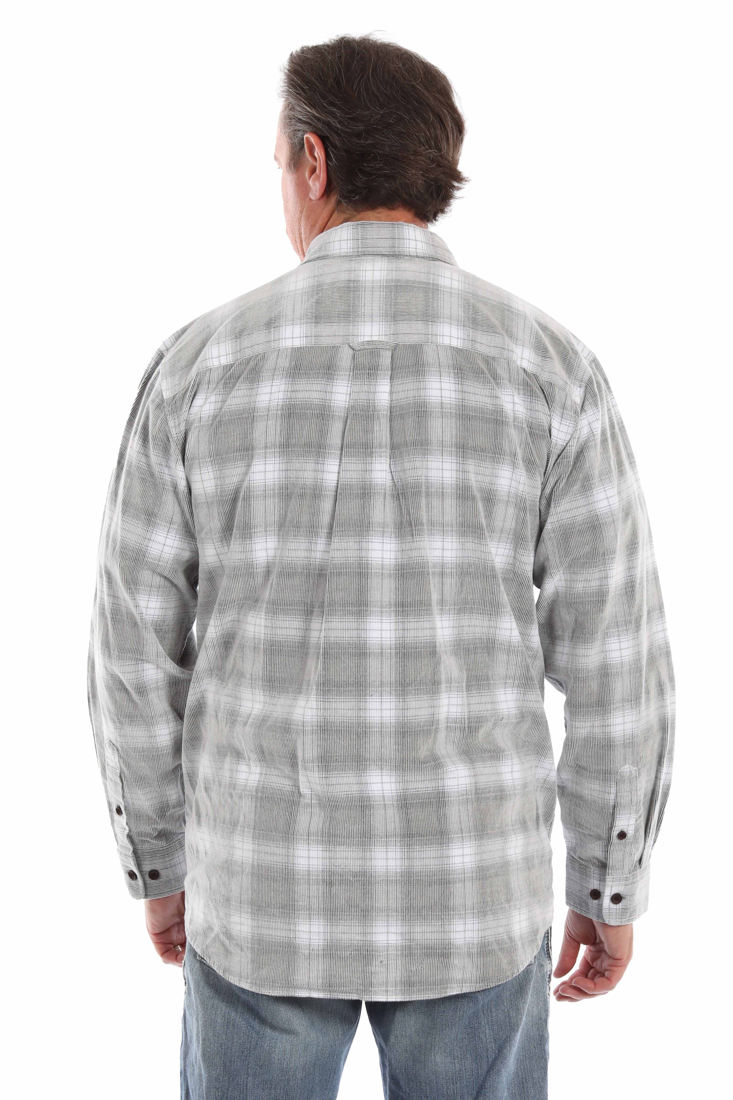 Corduroy Plaid Shirt in Black/White, back