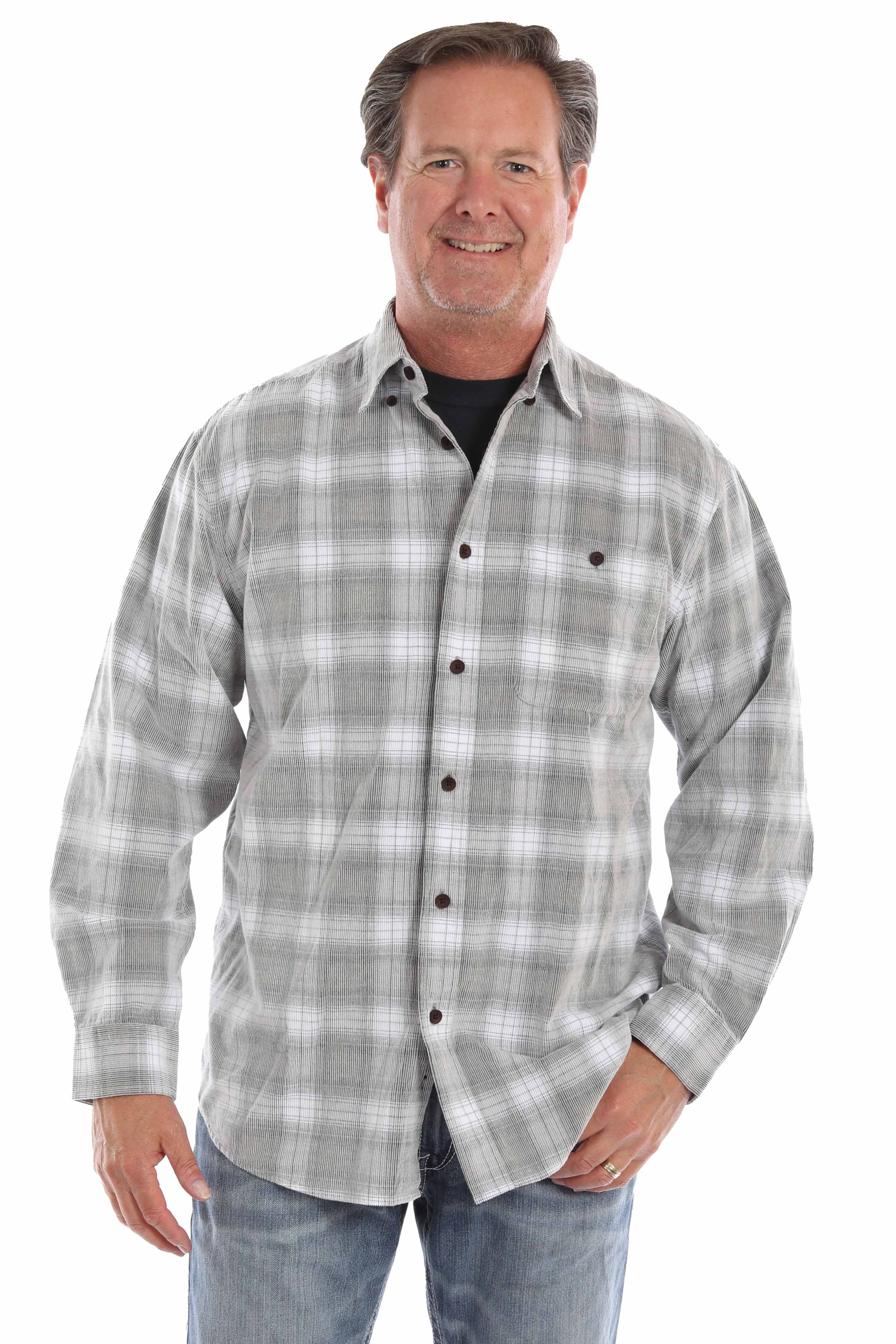 Corduroy Plaid Shirt by Scully in Black/White