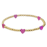 Heart GF Beaded Bracelet by Bara Boheme | Hot Pink