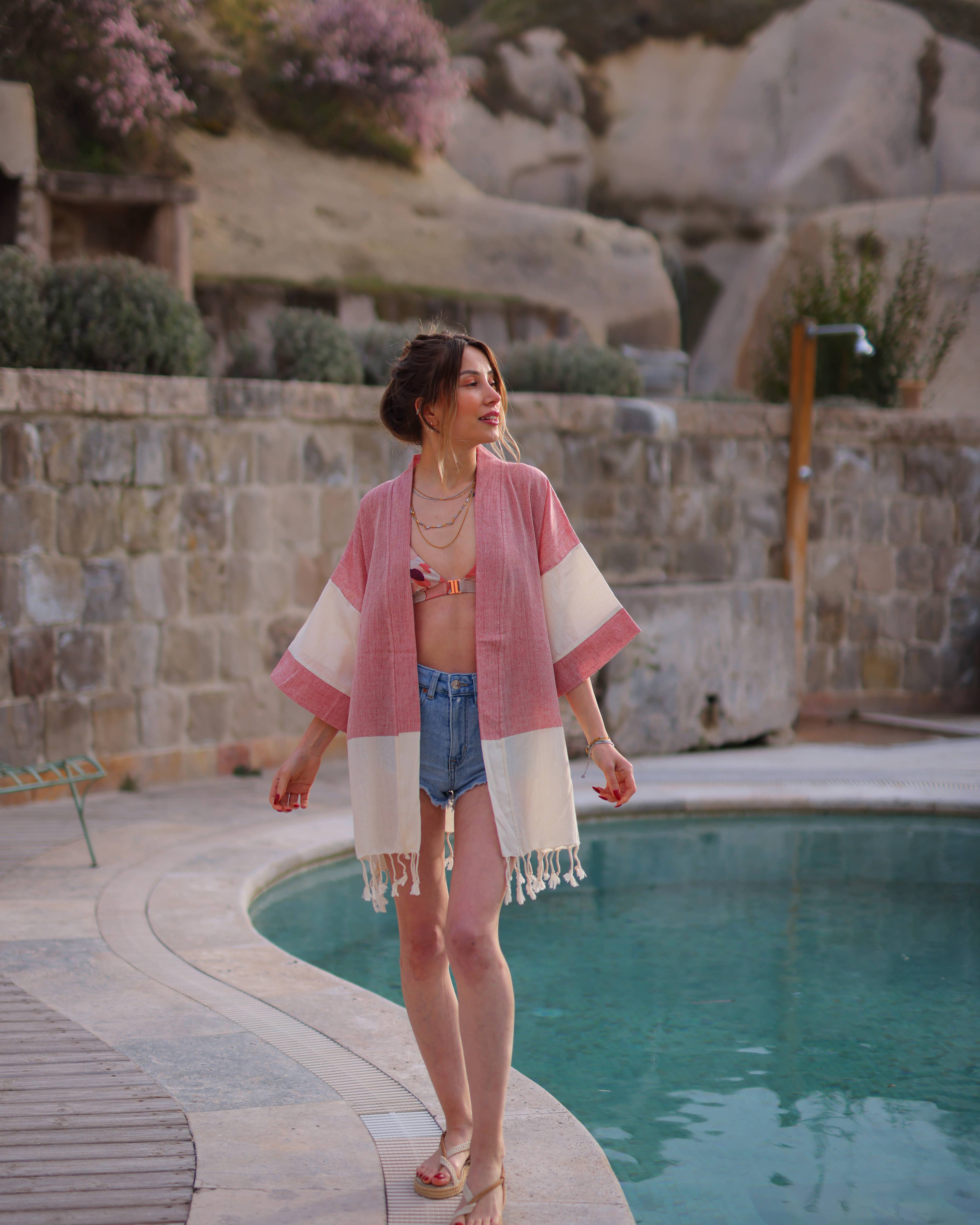 Striped Beach Cover Up by Moa | Pink - Zen&Zip