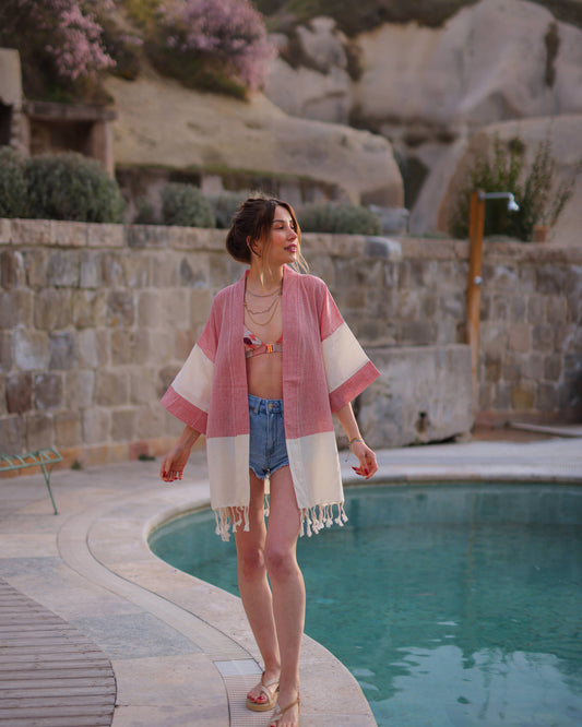 Striped Beach Cover Up by Moa | Pink - Zen&Zip