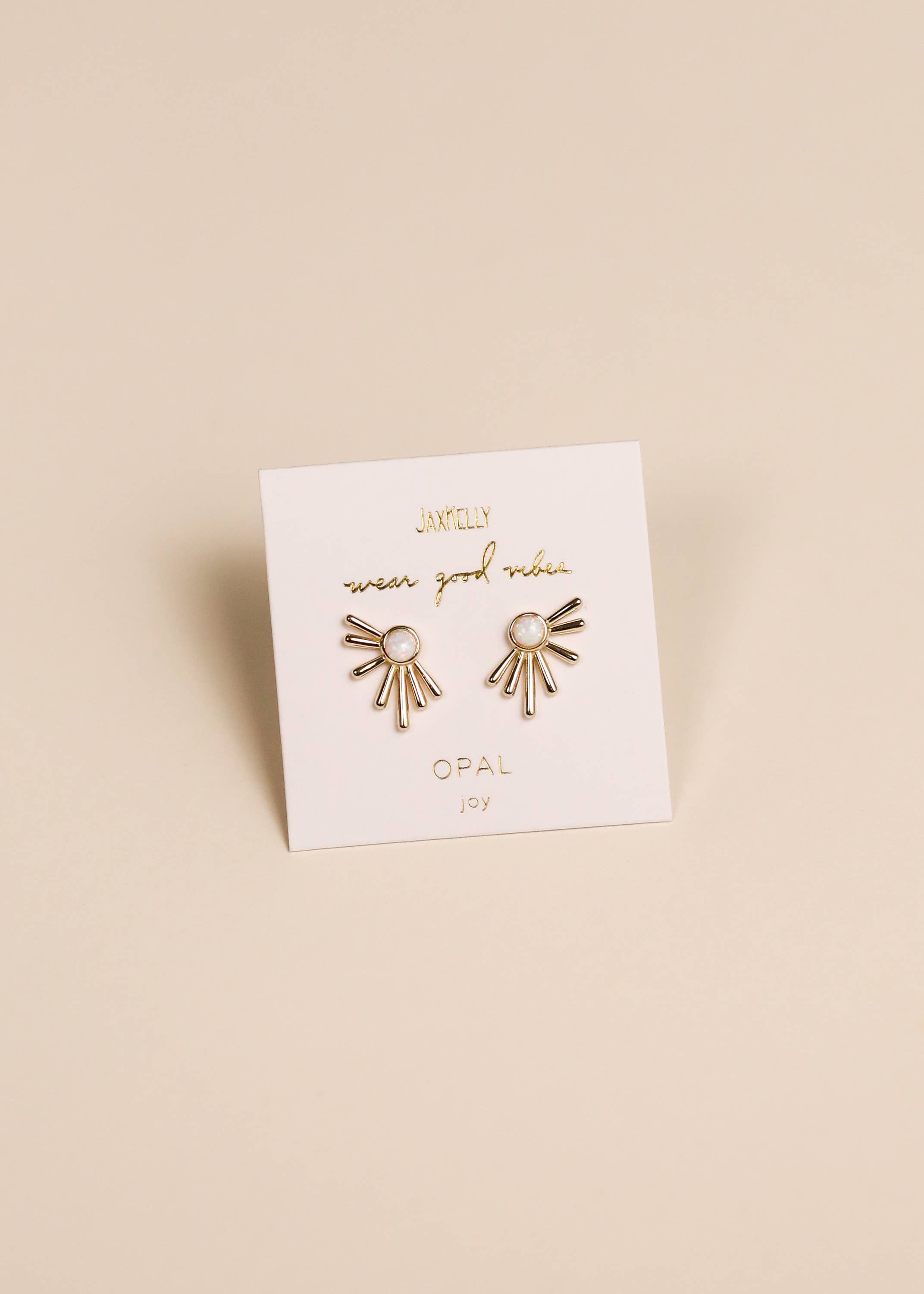 Sun Ray Earring by JaxKelly | White Opal