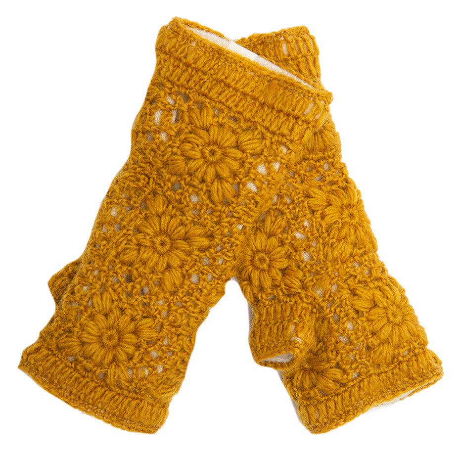 Flower Crochet Fingerless Gloves by Nirvanna Designs