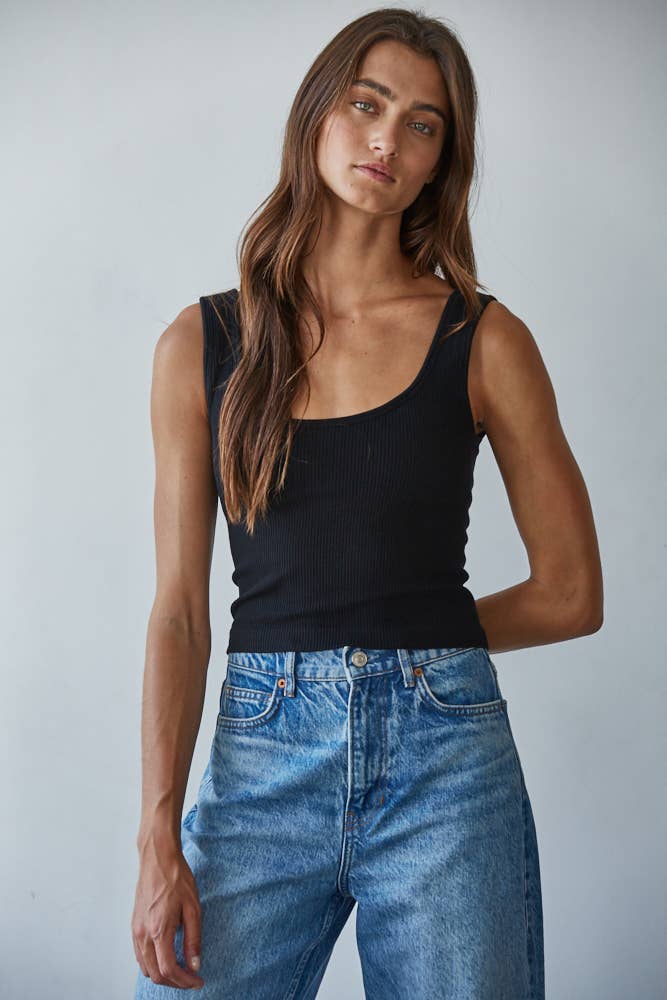 Seamless Scoop Neck Sleeveless Top by By Together | Black