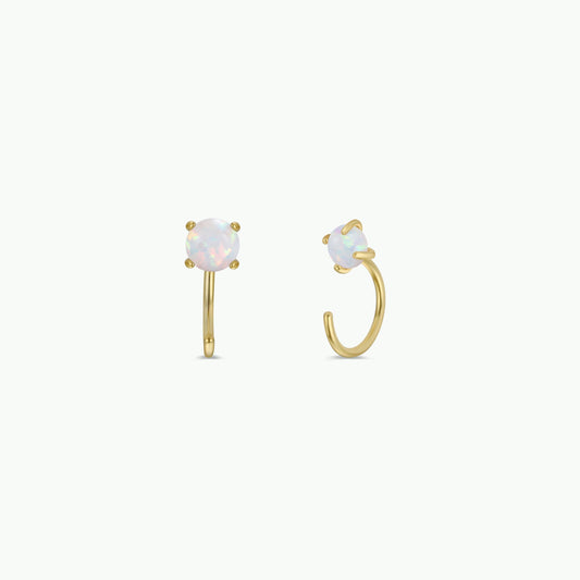 Huggies Earrings by JaxKelly | White Opal - Zen&Zip