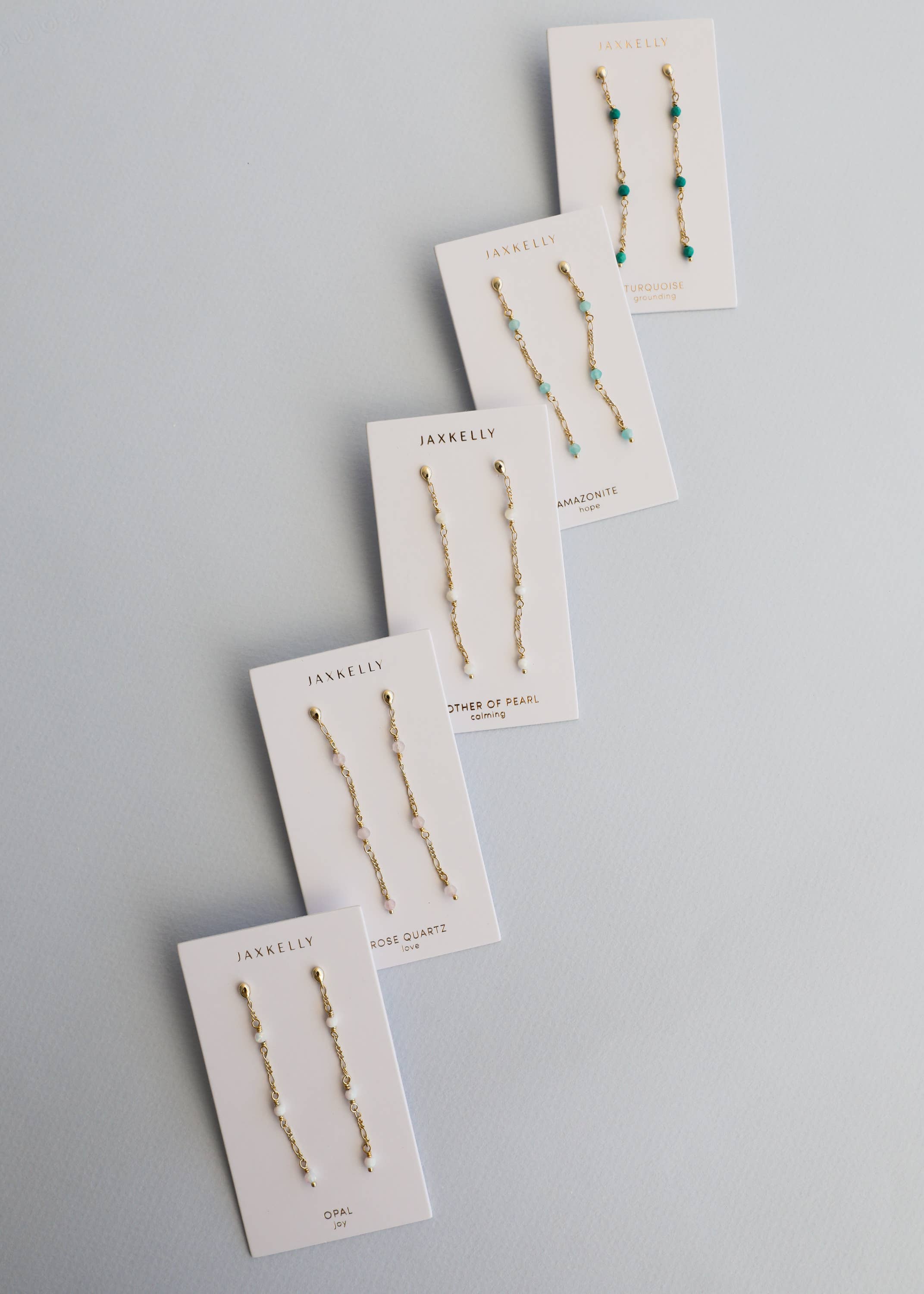 Gemstone Chain Drop Earring by JaxKelly | White Opal - Zen&Zip