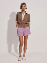 Finch Knit Polo Taupe Stone/ Whitecap