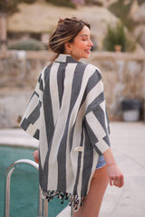 Striped Beach Cover Up by Moa | Black - Zen&Zip