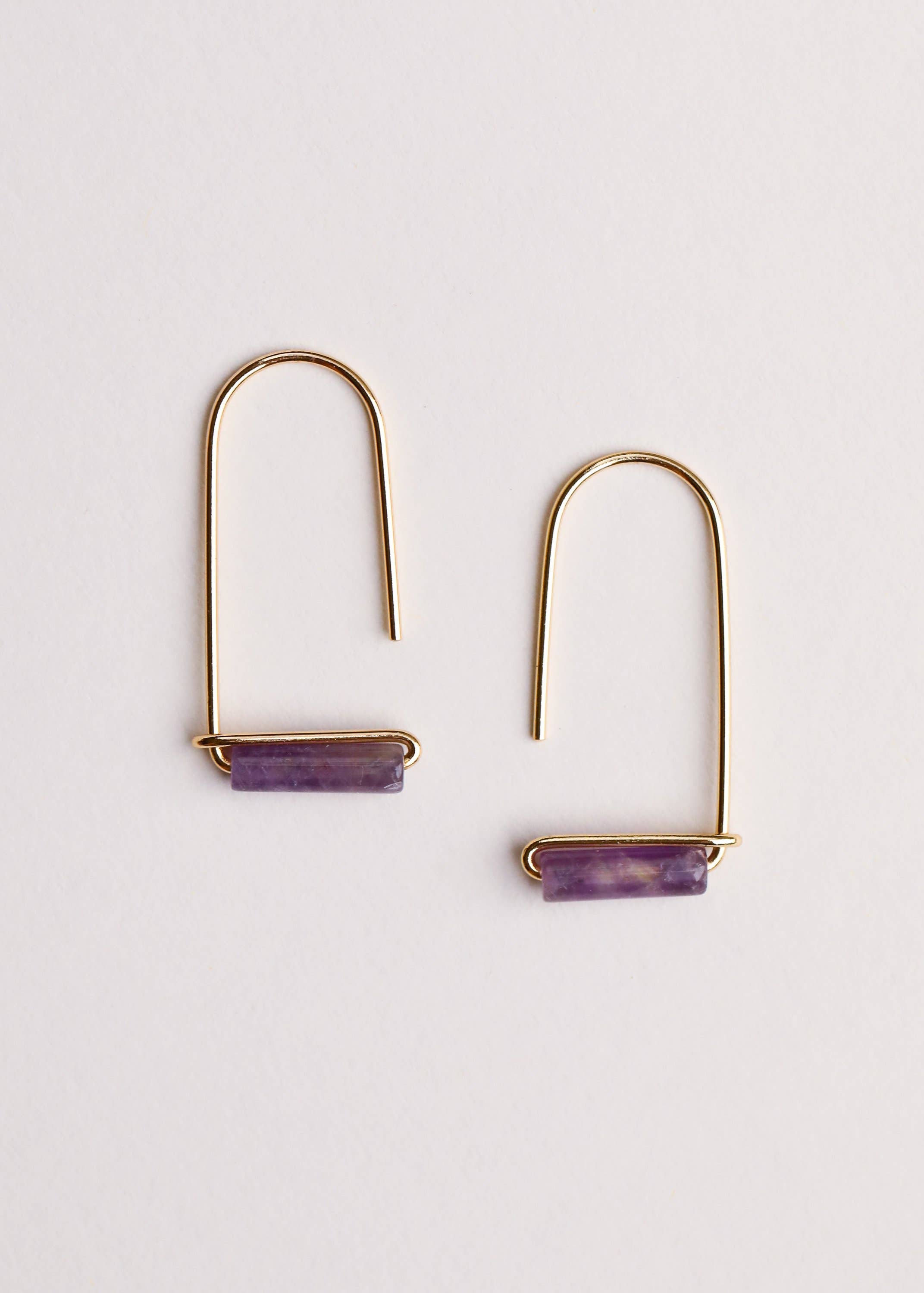 Drop - Amethyst - Gold Earrings