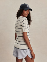 Wren Knit Polo by Varley | White/Blue Nights