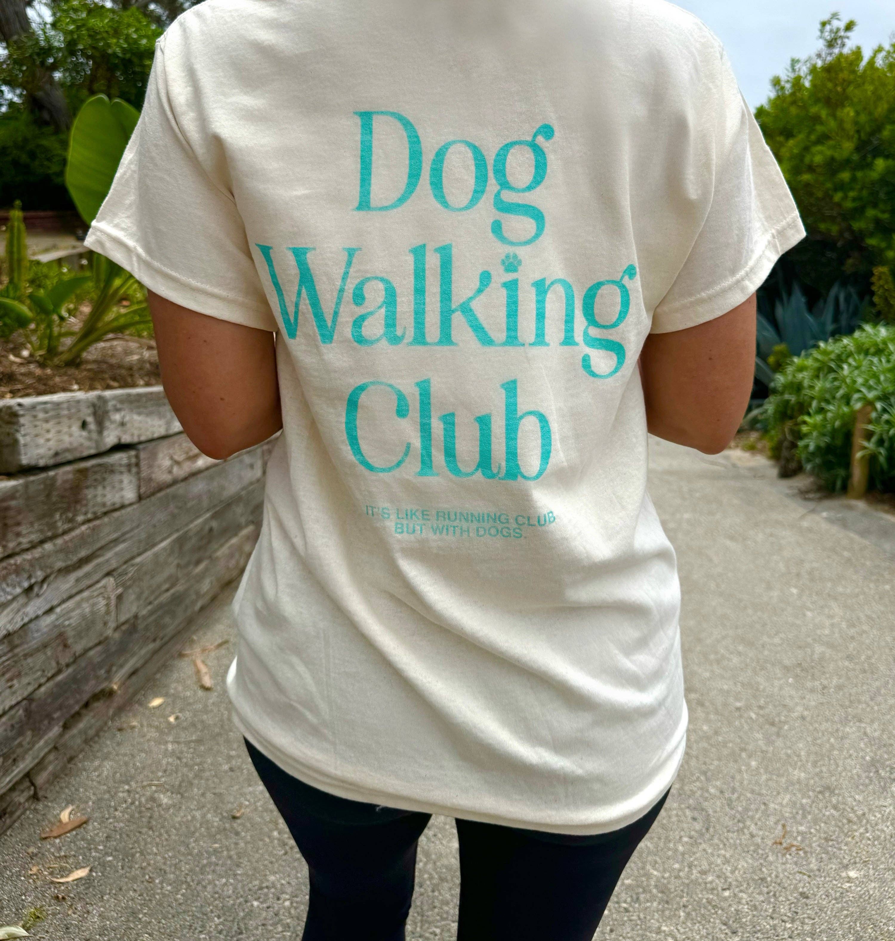 Dog Walking Club  Crewneck Shirt by Puppies Make Me Happy | Cream/Teal