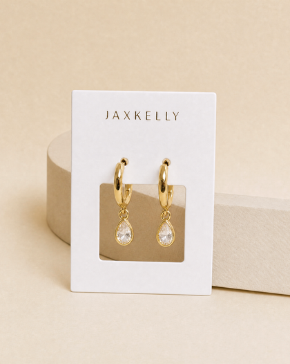 Teardrop Charm Hoop by JaxKelly | White CZ