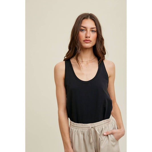 Cotton Scoop Neck Tank by Wishlist Apparel | Black - Zen&Zip