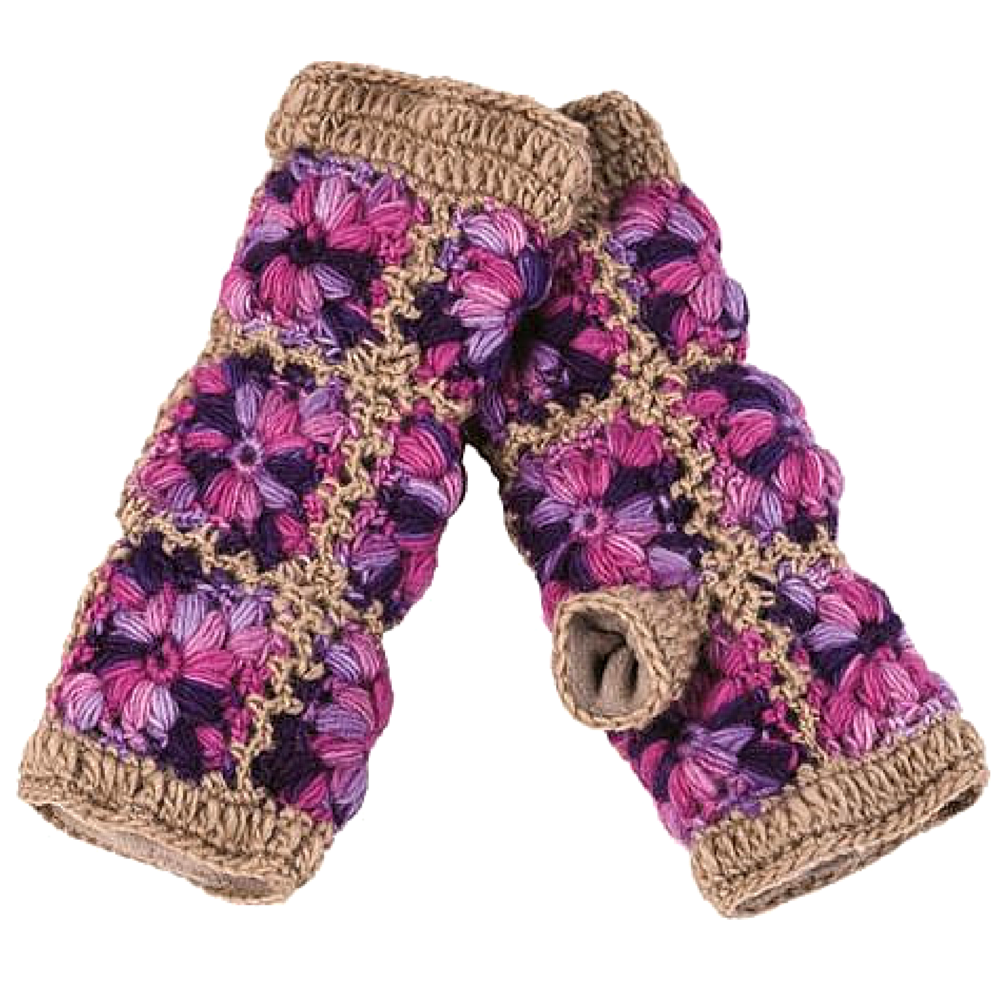 Flower Crochet Fingerless Gloves by Nirvanna Designs