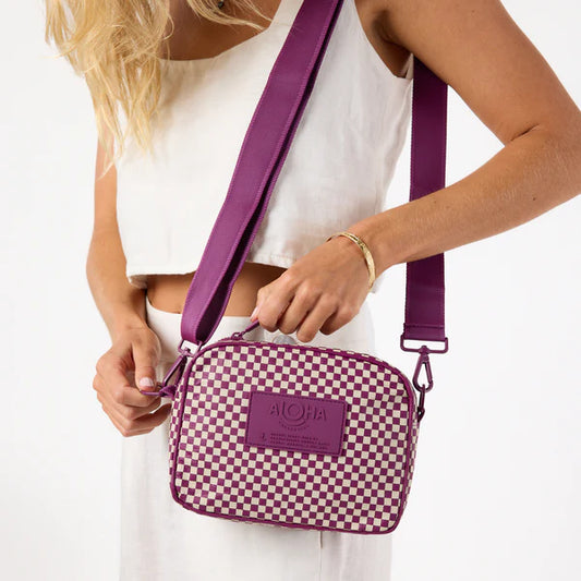 Tiny Check Le Tour by Aloha Collection | Sandstone/Plum