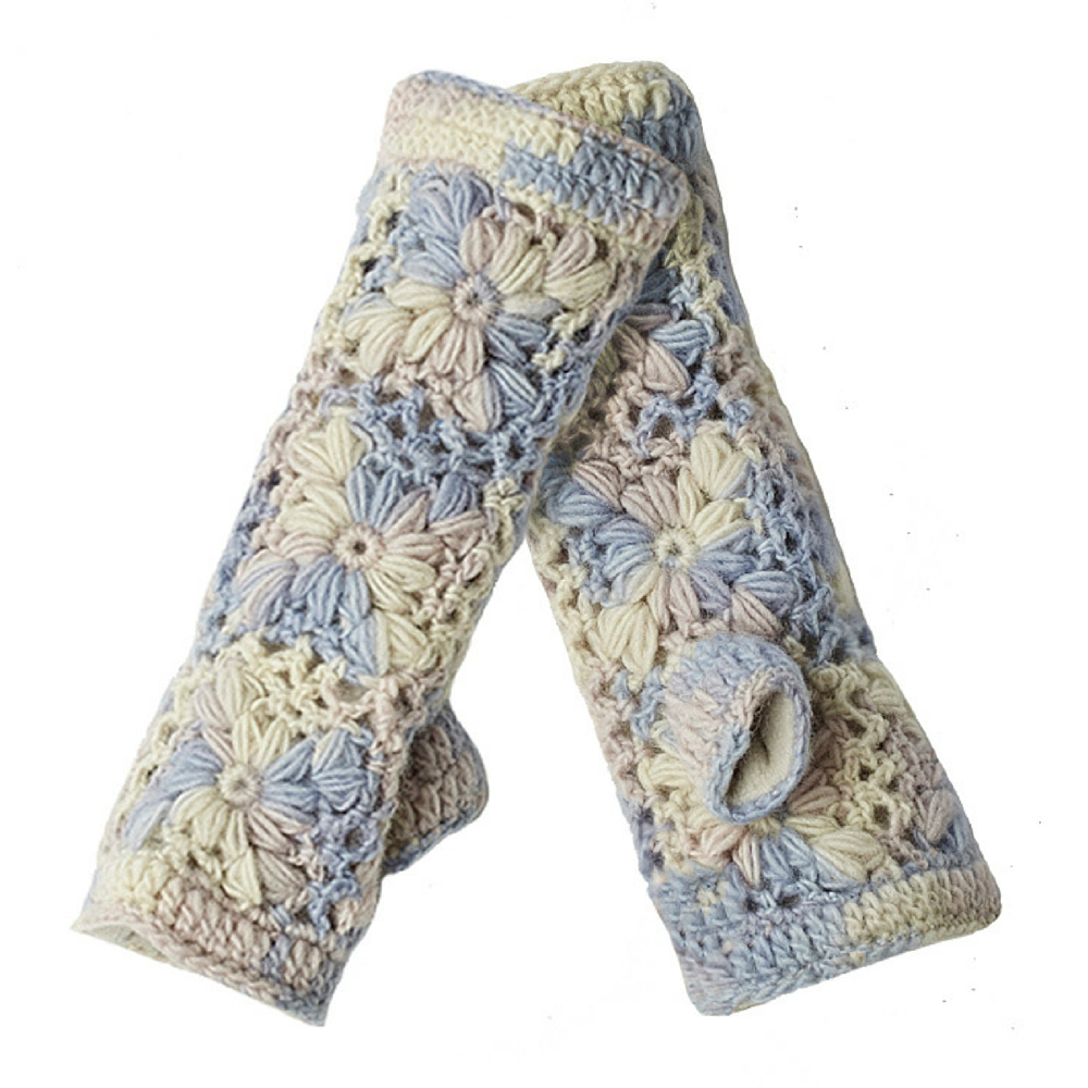 Flower Crochet Fingerless Gloves by Nirvanna Designs
