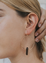 Hoops - Smoky Quartz - Gold Earrings