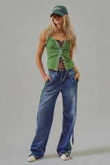 Faux Denim Side Stripe Track Pant by Fashion Week | Denim
