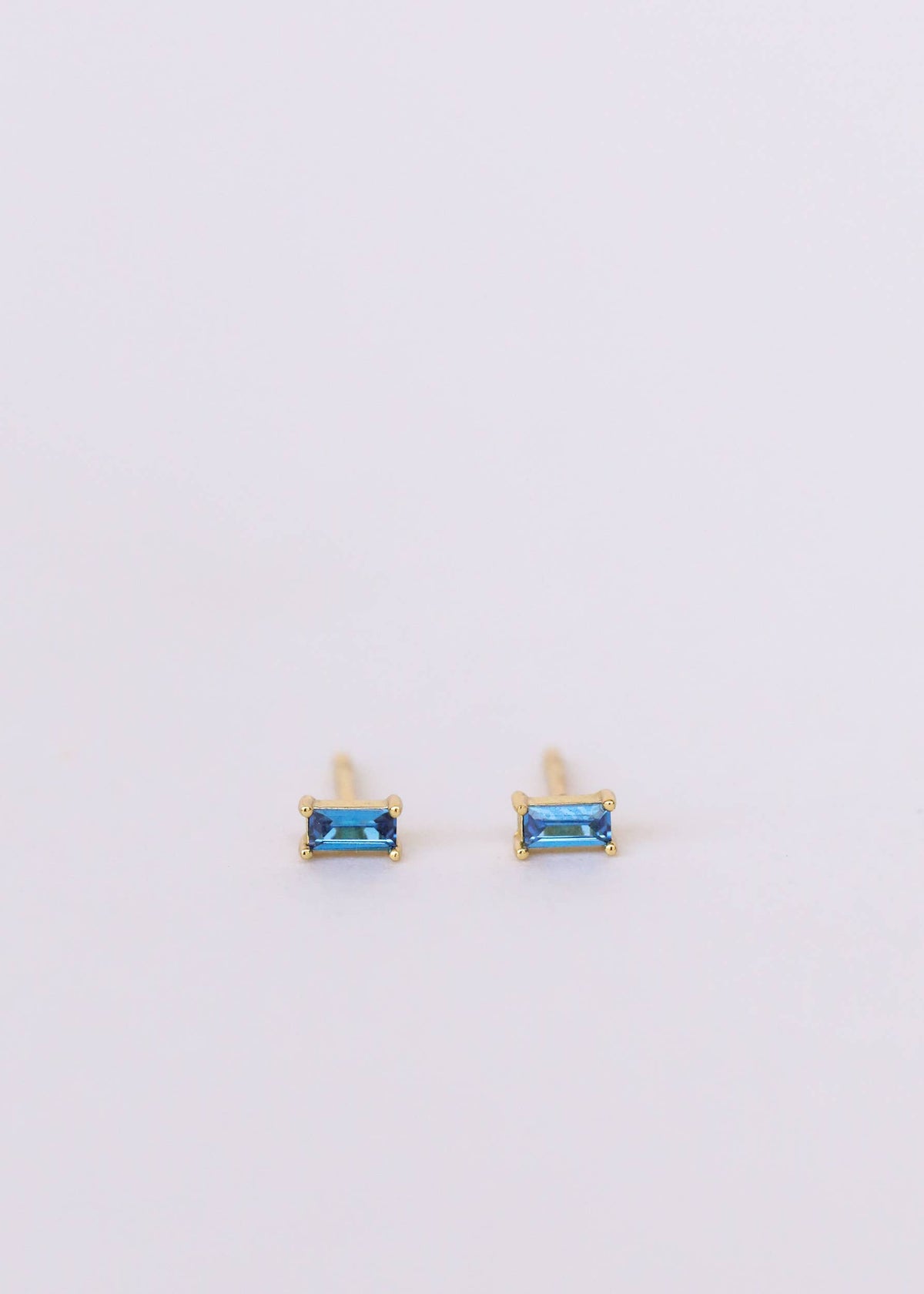 Baguette Gold Earrings by JaxKelly | Sapphire